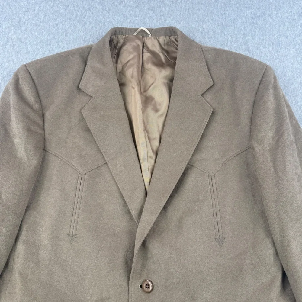 Circle S Blazer Mens 44R Tan Faux Suede Yoke Sport Coat Western Cowboy Ranch USA